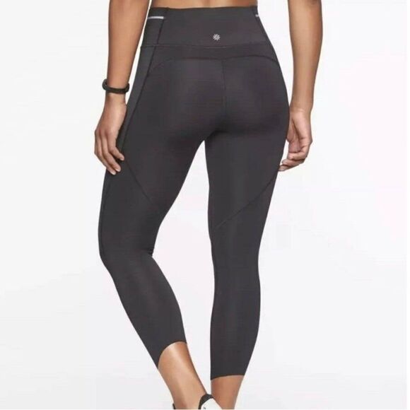 Athleta sonic reflective black Capri crop leggings small running workout gym - Picture 3 of 8